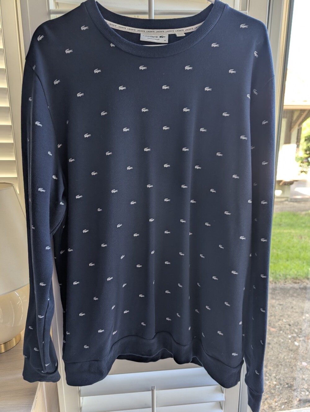 Lacoste Loungewear Crocodile Print Sweatshirt Men's XL Navy Crew Neck
